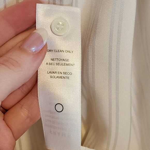 FRAME- Women’s Shirred Silk Neck-Tie Blouse in Off White, Size Large - Picture 10 of 13